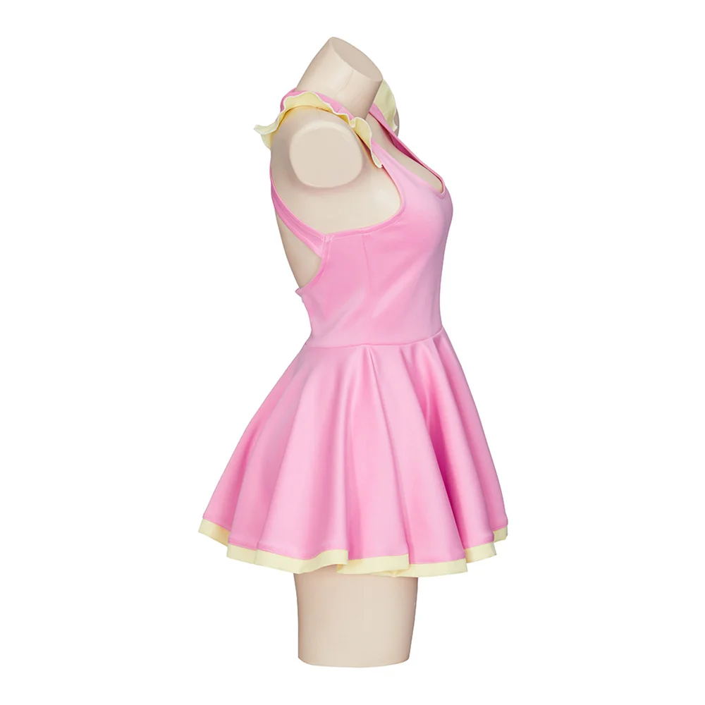 Anime Me!Me!Me! Chan Cosplay Costume Women Sexy Pink Mini Dress Full Set Halloween Carnival Party Outfit