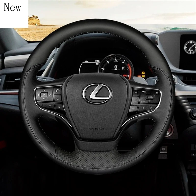 For Lexus ES200 ES300h ES260 LS500h UX200 2018 \2020 Hand-Stitched Leather Car Steering Wheel Cover Set Car Accessories