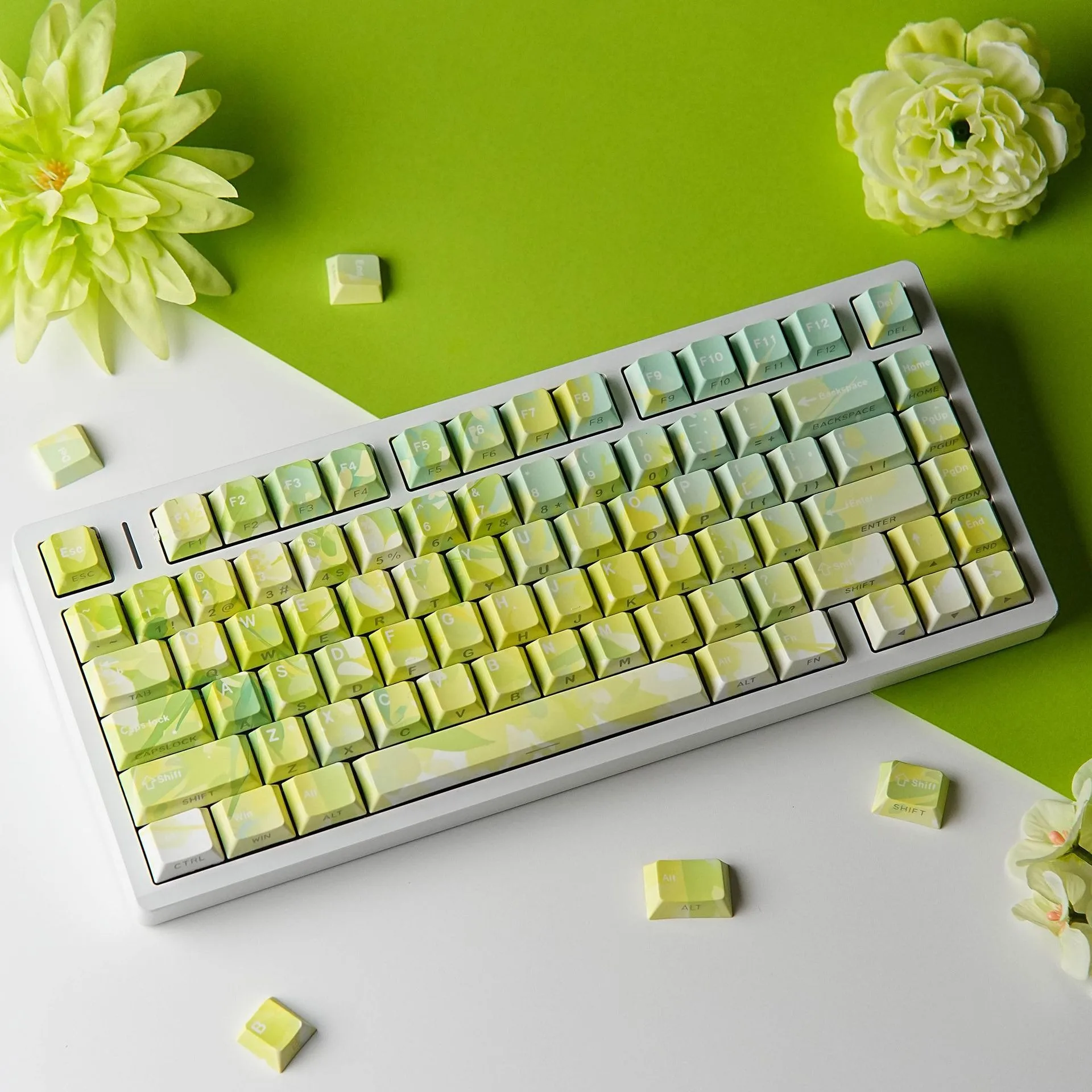 Mechanical Keyboard Summer Side Printed Keycap Spanish French Russian Korean Japanese German Arabic Cherry Profile PBT Keycaps
