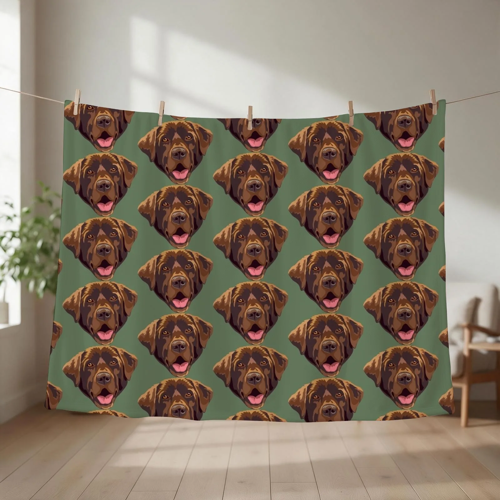 Chocolate Labrador Throw Blanket couch cozy soft plush fuzzy picnic outdoor blanket