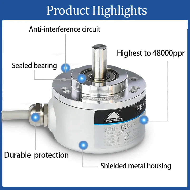 Hengxiang S 50 Incremental 10000 Pulse 10000 ppr High Running Speed Encoder with ABZA-B-Z