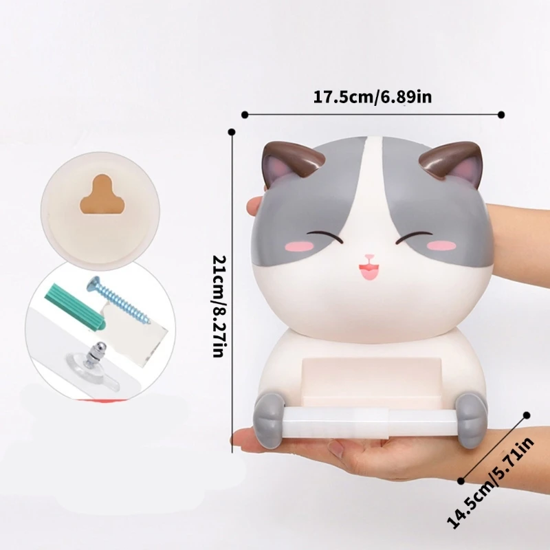 Soporte para pañuelos con forma gatito, organizadores rollos montables en pared, decorativos para baño