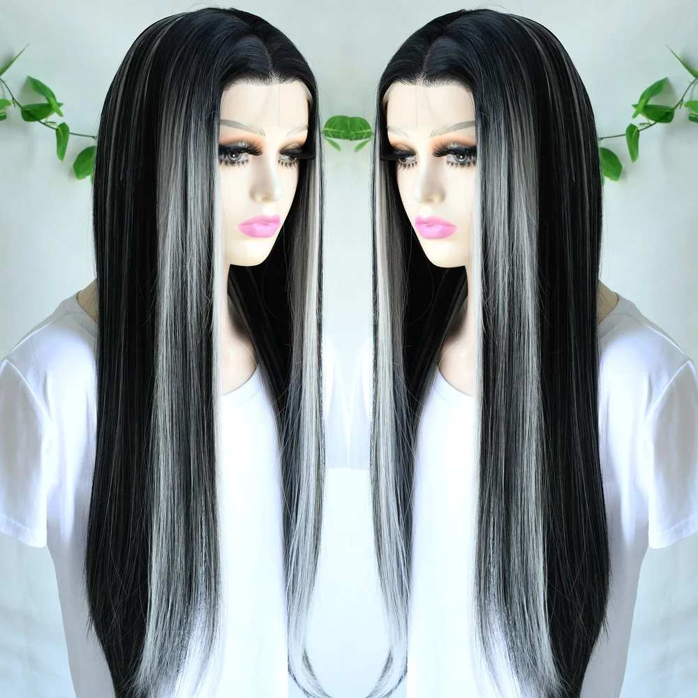 Evidenziare Nero 13x4 Bone Parrucca Anteriore Del Merletto Dritto 30 Pollici Parrucche Frontali Del Merletto Per Le Donne Capelli Brasiliani Glueless Parrucche Sintetiche