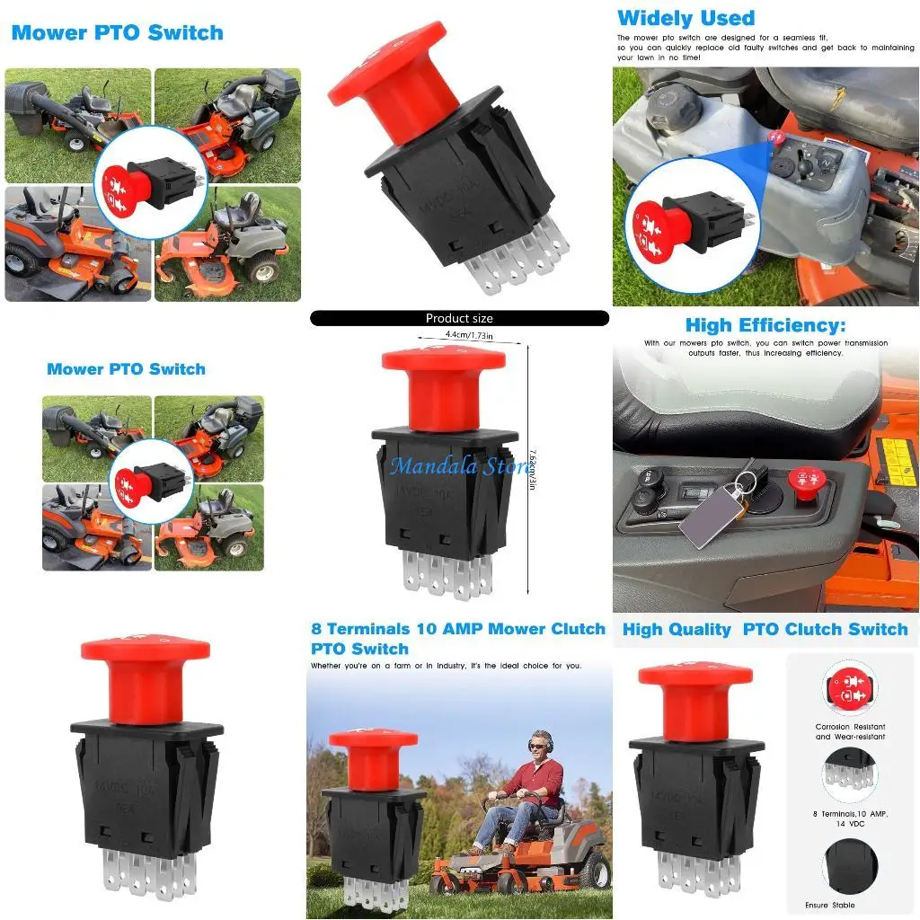 

U2JC Универсальные переключатели для газонокосилки, пластиковый корпус 10А, 8-полюсные выключатели двигателя газонокосилки, для