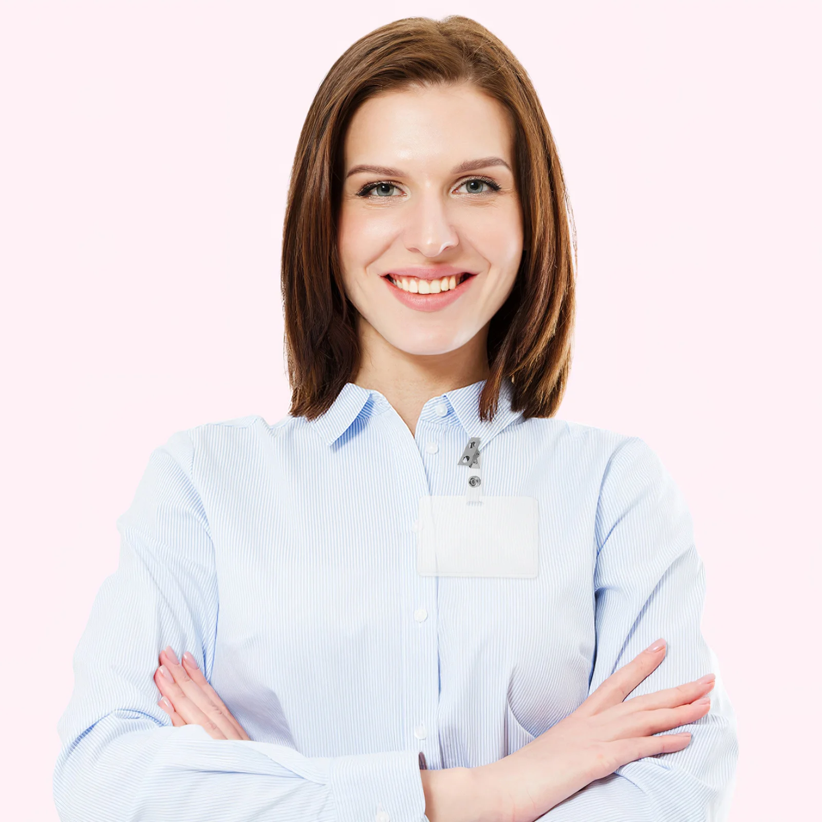 

120Pcs Portable Id Badge Holder Clips Strong Metal Plastic Name Tag Holders for Work School Nurses Vertical Badge Holder