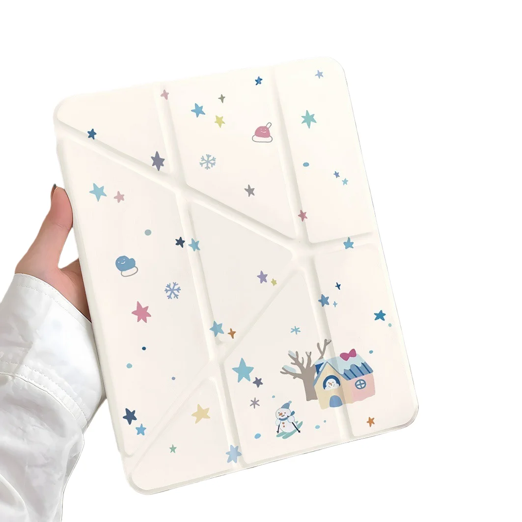 

Snowman Stars Pen Slot Tablet Case For Mini7 6 iPad Pro2024 2022 2021 2020 2019 2018 2017 11 10 9 8 7 6 5 Air7 6 5 4 3 2 1 Cover