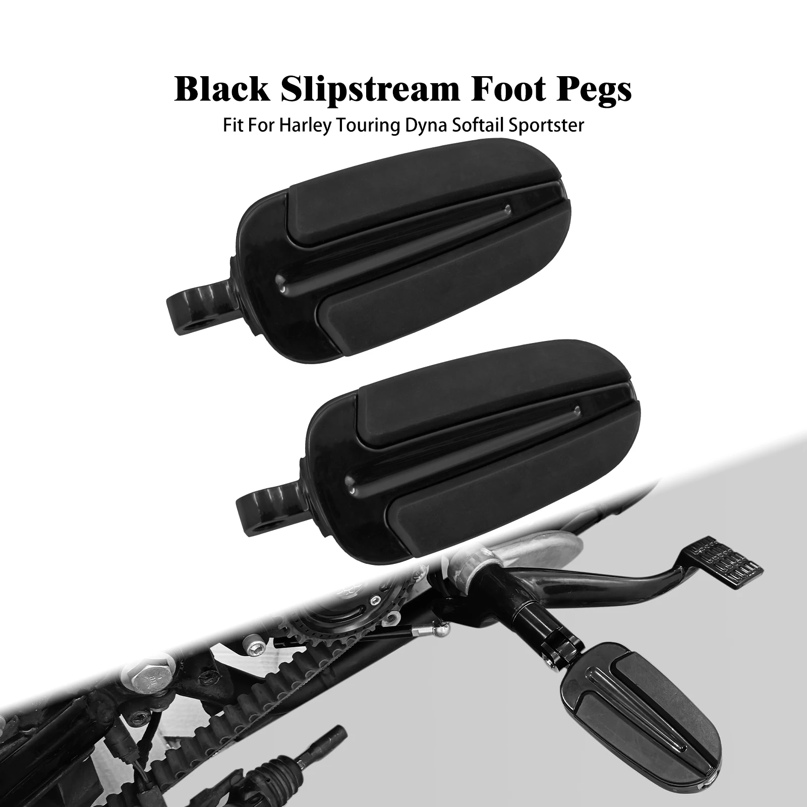 Motorcycle Rear Footpegs Foot Pedals For Harley Touring Road King Sportster Dyna Universal Black Footrest Male Mount-Style