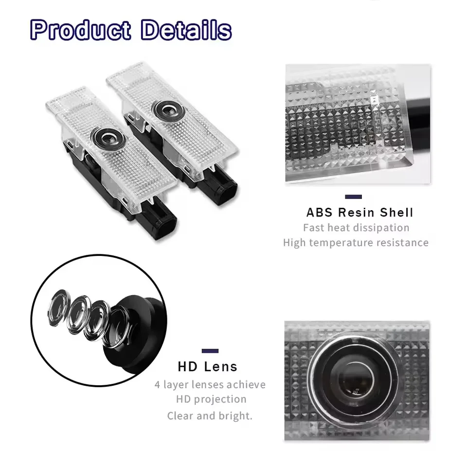 2Pcs LED 퍼들 경고 표시등 전구 도구 액세서리 (닷지 챌린저 2008-2019 SRT 데몬 2013-2019 차량 도어 웰컴 라이트용) 썸네일 4