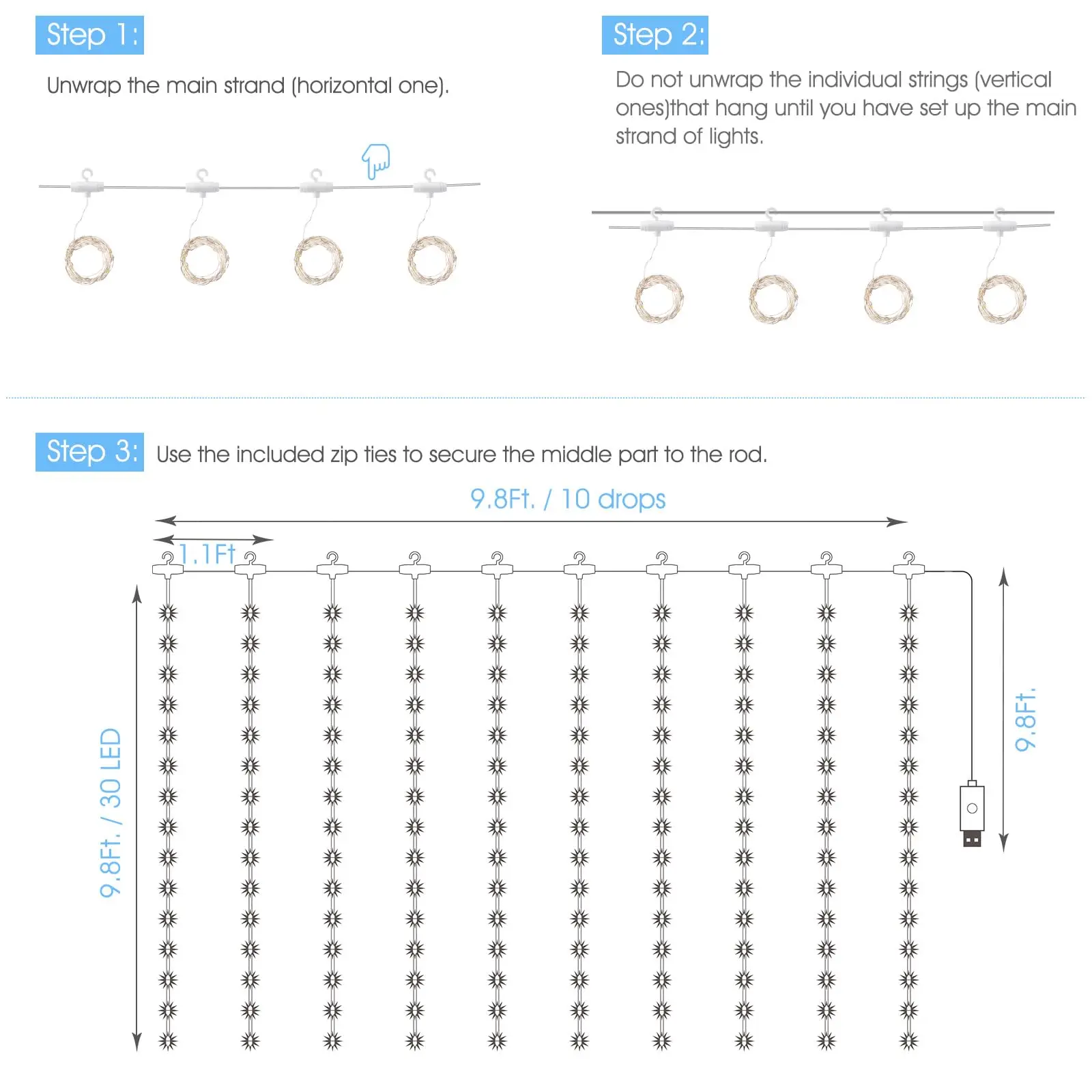 3M LED ستارة ضوء USB التوصيل الجنية سلسلة أضواء مقاوم للماء الموقت اكليل مصباح لعيد الميلاد الزفاف المنزل فندق غرفة الديكور