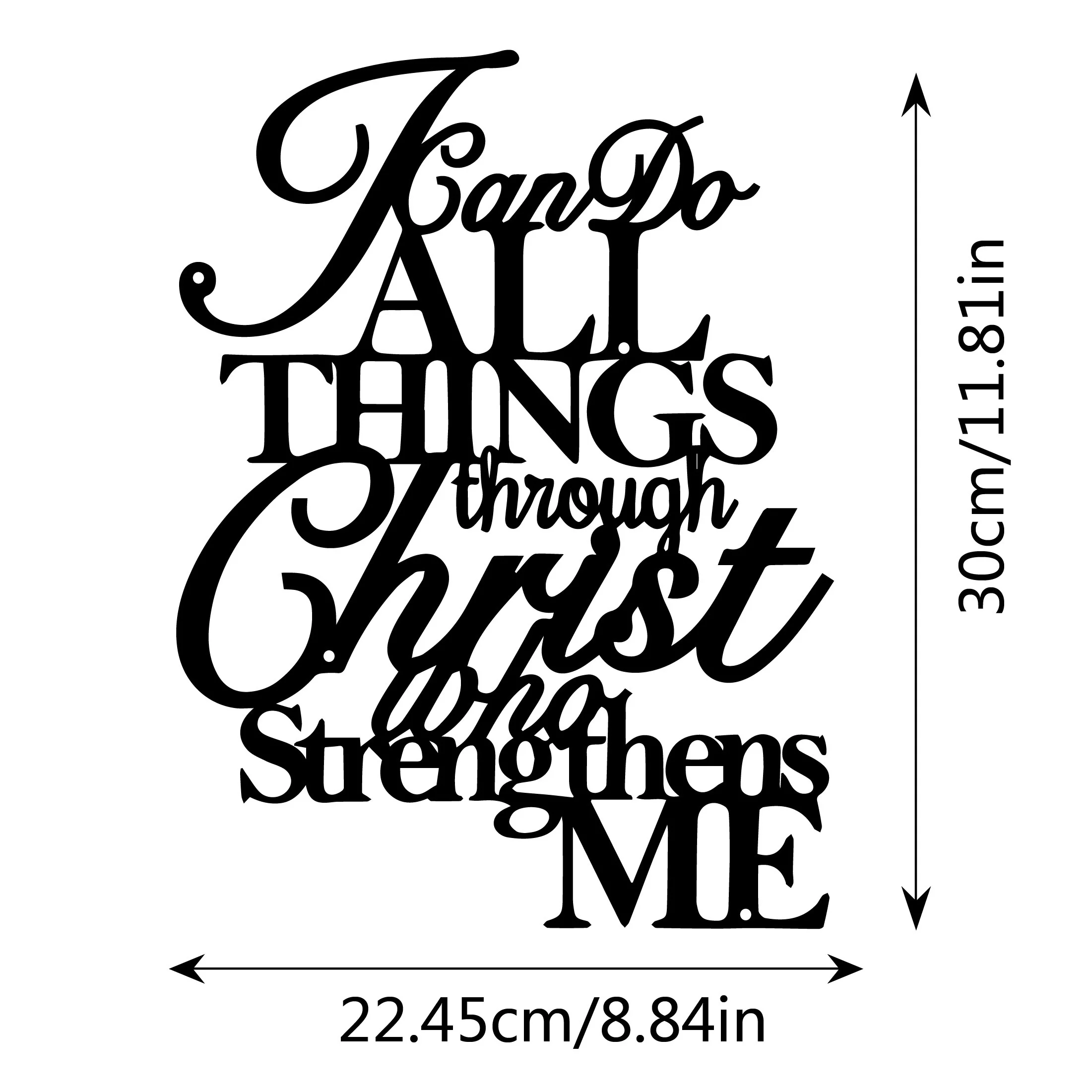 I Can Do All Things Through Christ Bible Scripture Iron Wall Art Black Silhouette Christian Decor Church Living Room Office Gift