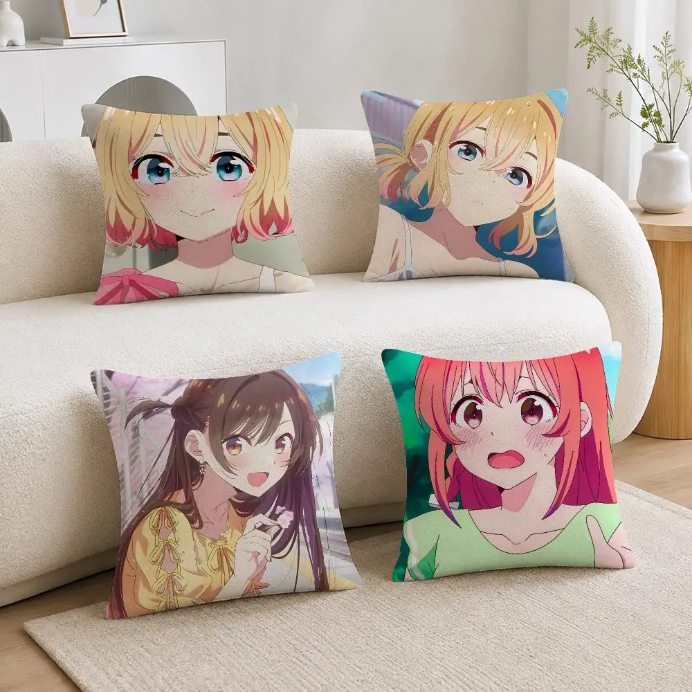 Anime Rent-A-Girlfriend Cushion Cover Soft Plush Cushion Covers Fluffy Throw Pillow Cases for Sofa Bedroom Home Decor