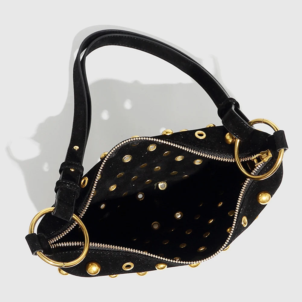 

Women Retro Rivet Shoulder Bag Large Capacity Trendy Crossbody Bag Wear Resist Vintage Sling Bag Date Party Bag