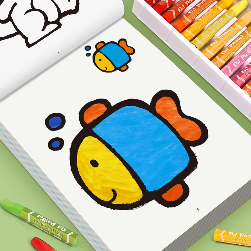 Fun Drawings 32 Patterns Children's Coloring Book 32 Pages of Animal Fruit Transportation Marine Animal Theme Enlightenment Book