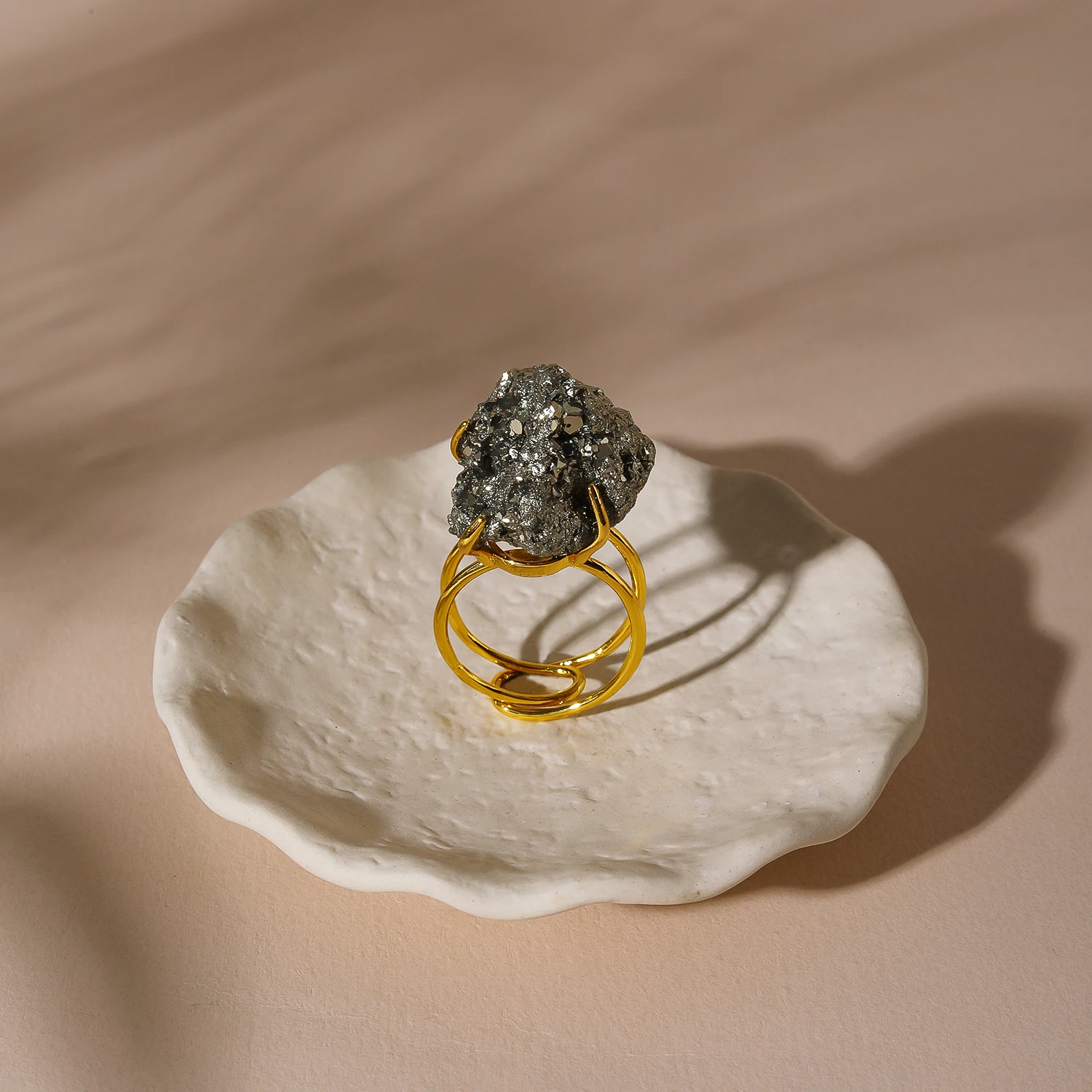 Natural Pyrite Stone Rings for Men Wealth & Protection Talisman Women's Ring Jewelry Gifts Metallic Luster Rings Accesory