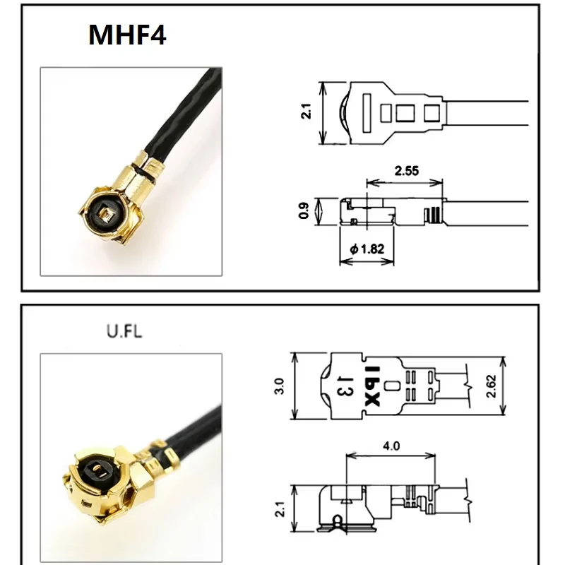 2PCS/lot U.FL Pigtail U.fl  Female to MHF4  Female 5-80CM RF1.13 MHF4 Extension Jumper for Router 3g 4g Modem