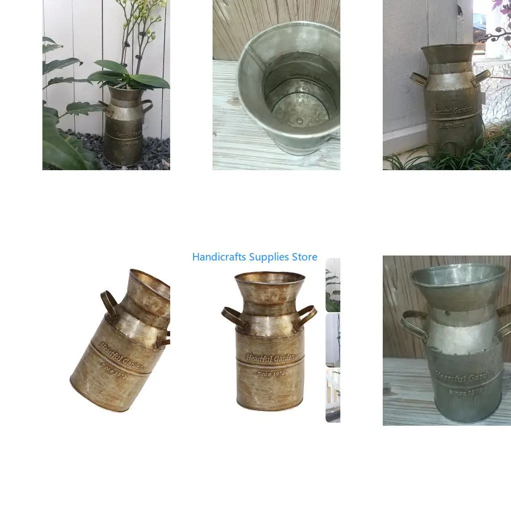 R1WA Iron Container Antique Tin Bucket Garden Patios Decorative Wedding Centerpiece