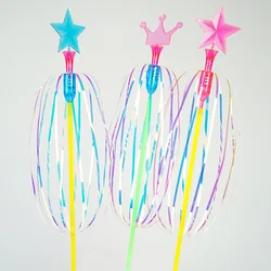 Varita mágica de burbujas con forma de arco iris para niños, Varita de burbujas que brilla, juguetes para aliviar el estrés, regalo de cumpleaños y Navidad