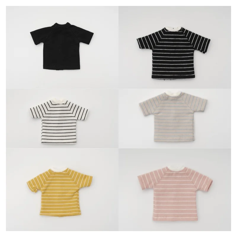 

Аксессуары для кукольной одежды Blythe с короткими рукавами T ob24 ob22 ob26, маленькая тканевая одежда для куклы BJD, 6-точечная футболка, полосатый топ