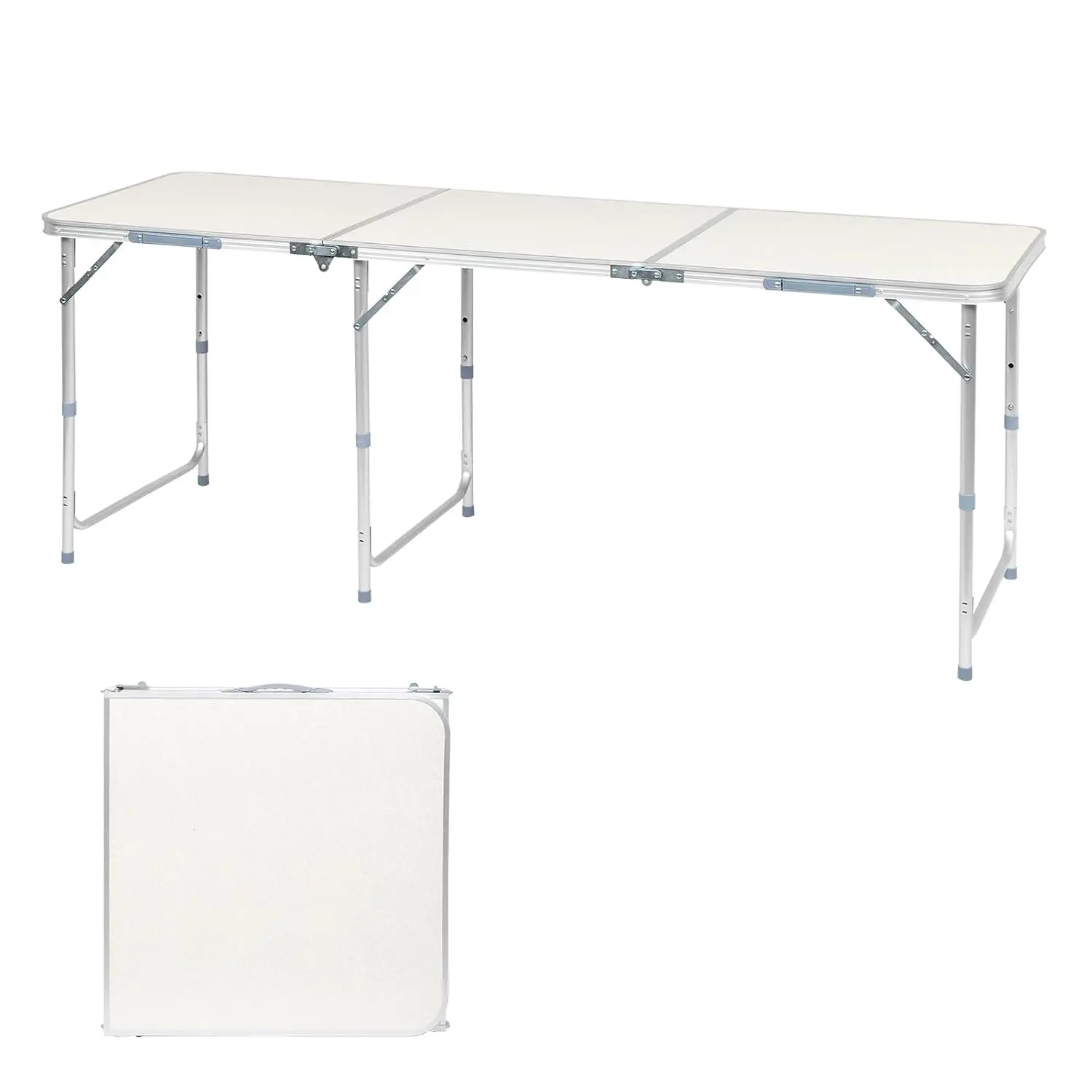 6ft Portable Folding Camping Table Lightweight Suitcase White | Outdoor Waterproof Adjustable Height Table,, Customized
