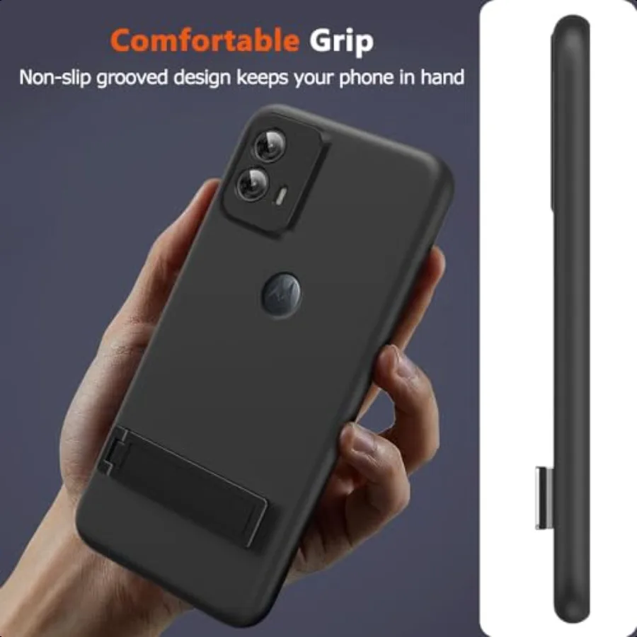 حافظة لهاتف موتورولا موتو جي ستايلس 5G 2024 مع واقي شاشة زجاجي [3 طرق حامل] حامل معدني من السيليكون TP