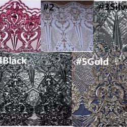 Tela de lentejuelas para vestido de noche, tejido de encaje seco multicolor, negro, blanco, América