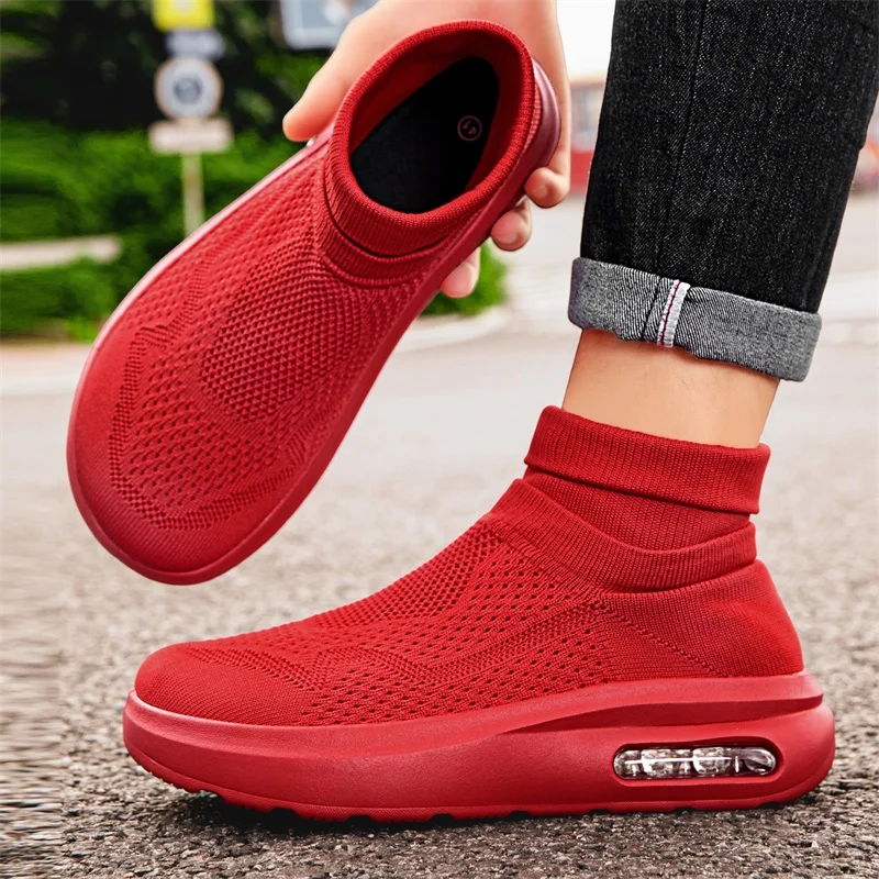 Men's High Top Plus Size Socks Shoes Four Seasons Soft Sole Non-slip Portable Running Shoes Fashion Plus Size Casual Men's Shoes