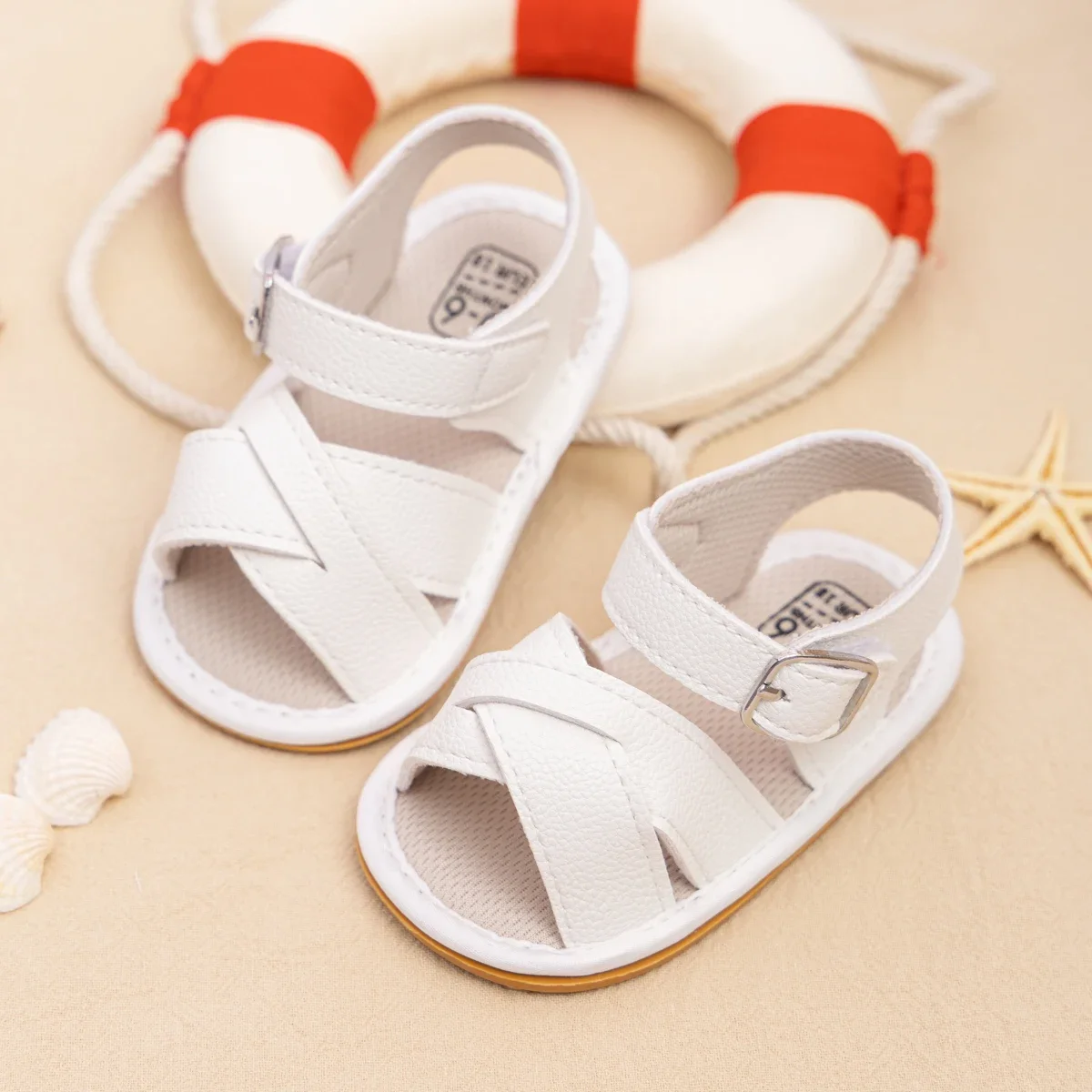 Meckior sandali per neonati appartamenti suola in gomma in pelle PU antiscivolo First Walker Toddler Baby Girl Shoes scarpe estive per neonati