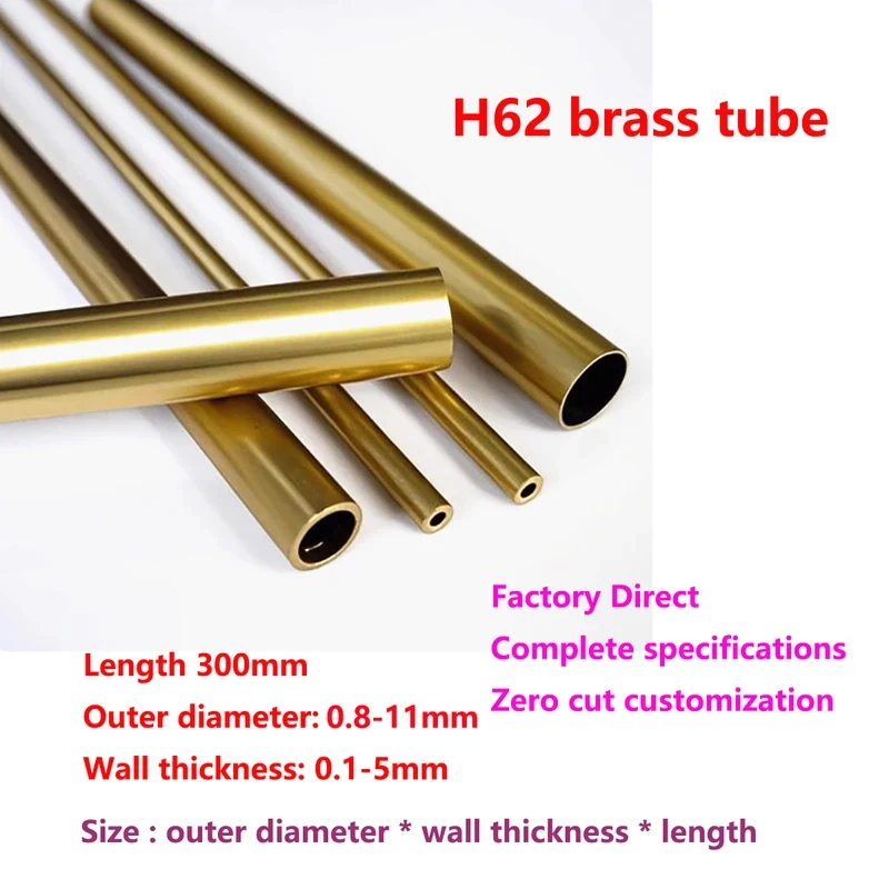

0.15-2mm Wall H62 Brass Hollow Round Tube / Capillary Copper Sleeve for DIY - Laser Cutting Customized Processing Available
