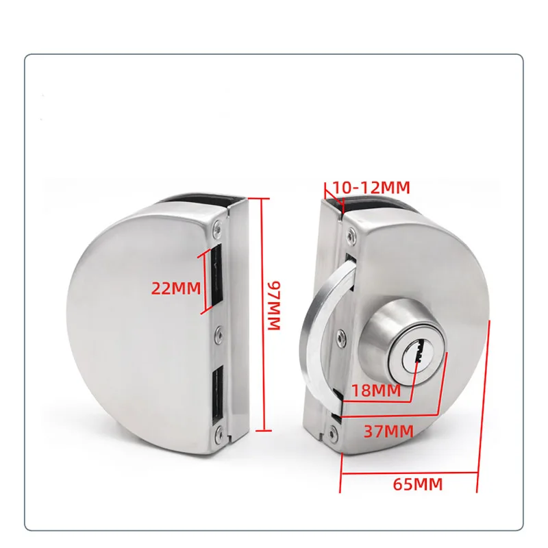 single side  Central Glass Door Lock 304 stainless steel without hole Bidirectional unlock Double door Frameless glass door