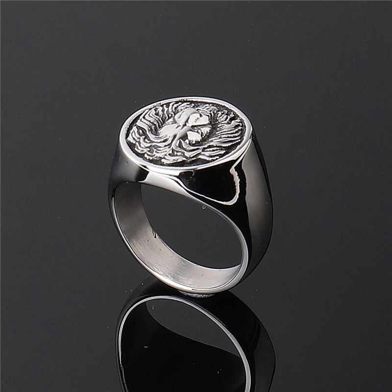 Wholesale Vintage Lion Head Biker Ring Men Women Stainless Steel Fashion Jewelry Punk Silver Color Personality Celtic Wolf Rings