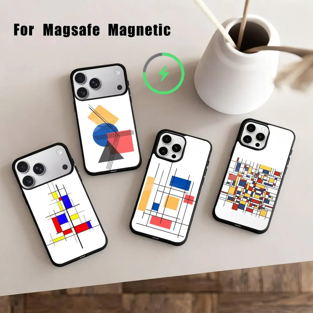 

M-MondrianB-Bauhaus Abstract Shapes Phone Case For iPhone 17,16,15,14,13,12,Plus,Pro,Max for Magsafe Magnetic Wireless Charging