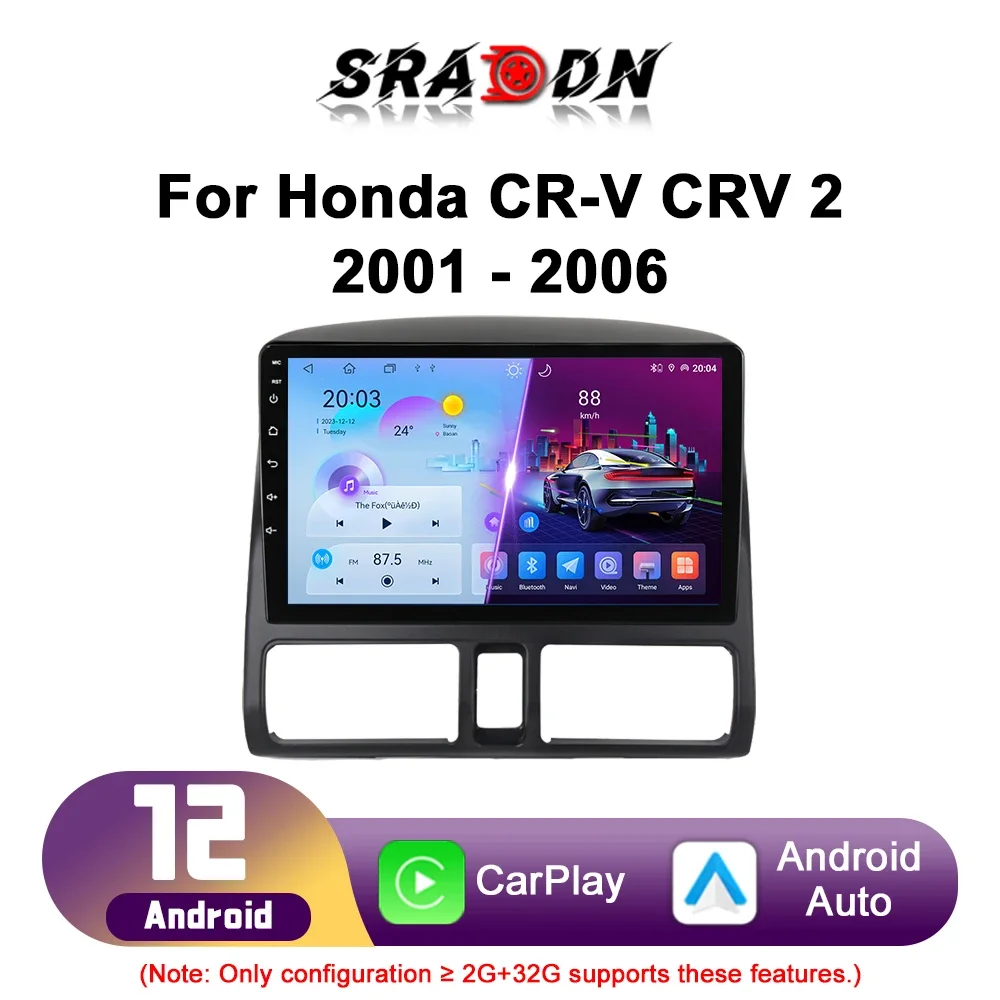 For Honda CR-V 2 CRV 2001 - 2006 Android Car Radio Automotive Multimedia Video Player Navigation GPS Carplay Screen Auto Stereo