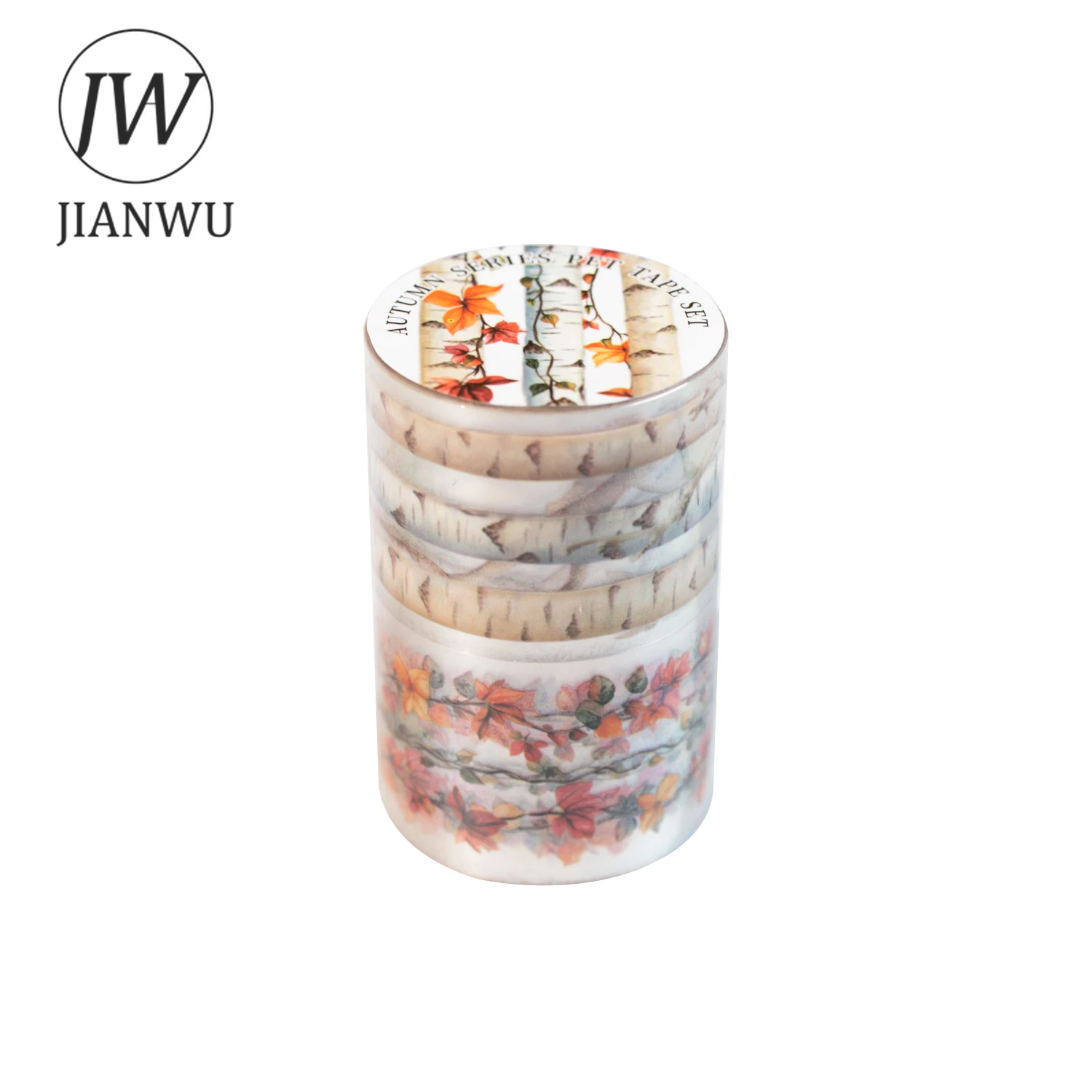 JIANWU 가을 색상 점차 어두워지는 시리즈 빈티지 꽃잎 풍경 소재 콜라주 PET 테이프 창의적인 저널 문구