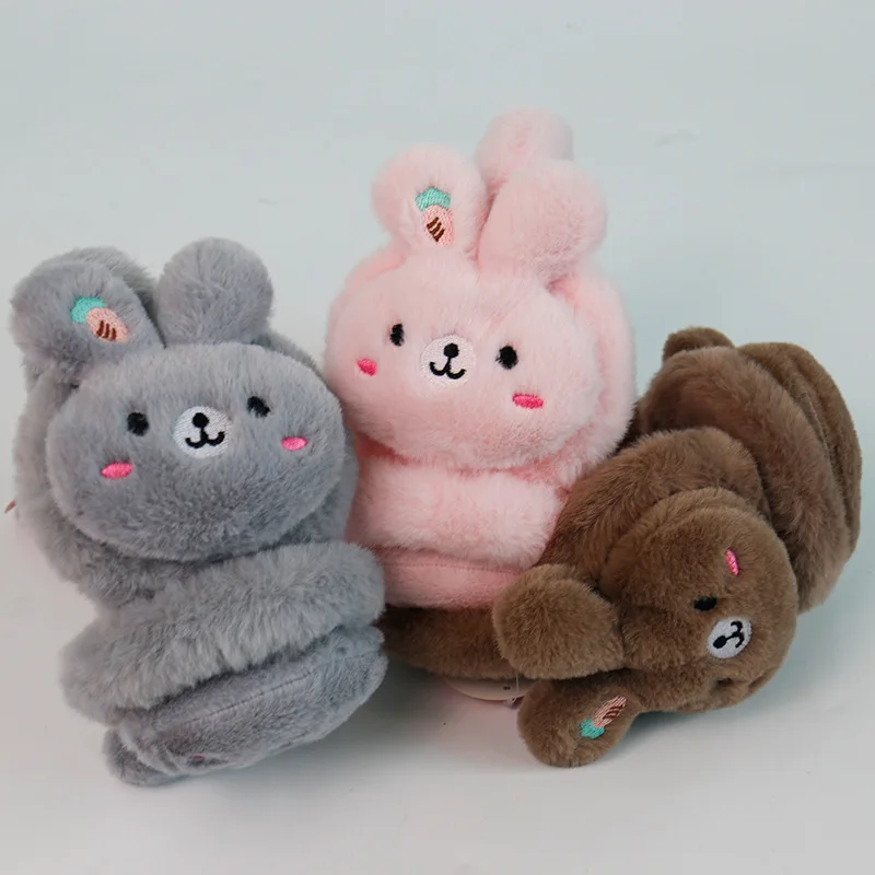 Penutup Telinga Hangat Musim Dingin Berbentuk Kelinci, Kucing, Beruang untuk Anak Perempuan, Penutup Telinga Kartun, Penutup Telinga Anti Dingin untuk Luar Ruangan, Pelindung Telinga