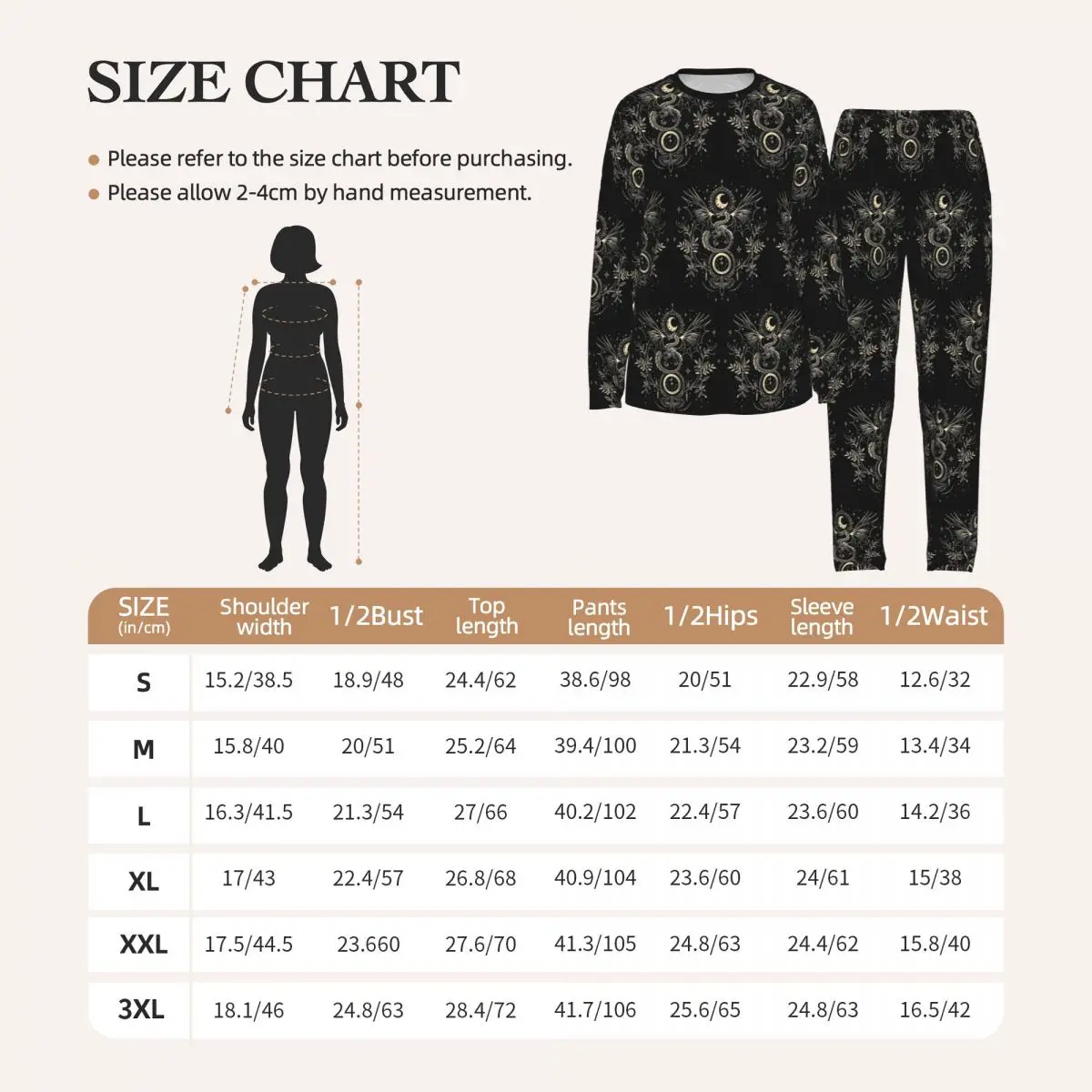 Celestial Dragon And Moon Tee Floral Print Round Neck Long Sleeve Nightgowns for Sleepshirts Women Loose Pajama Set Long Pants