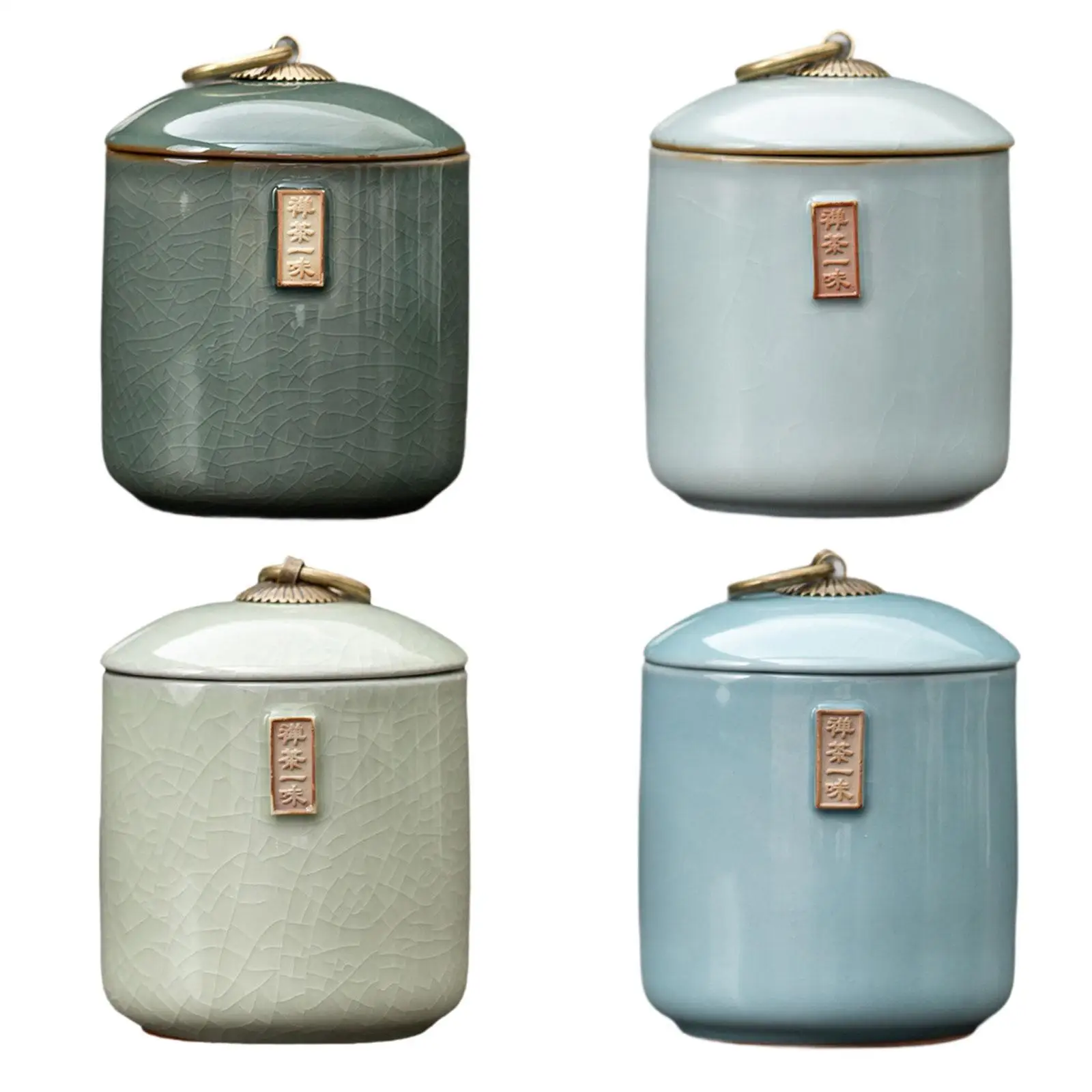 Ceramic Tea Storage Jar Tea Canister Home Decor Tank Can Desk Coffee Container with Airtight Lid for Condiment Nuts Dry Food