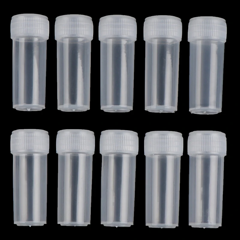 [FE] 100Pcs 5ml Plastic Test Tubes Screw Cap Bottles For School Chemistry Supplies