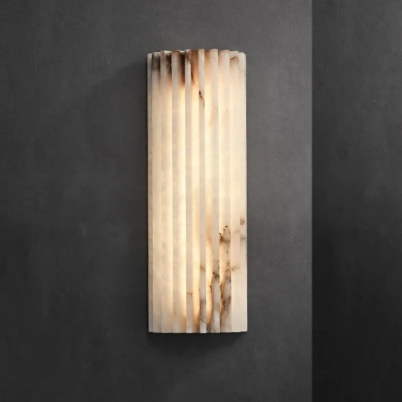 

Simple Stripes Natural Marble Alabaster Wall Lamp Villa Living Room Bedroom Bedside Corridor All-copper Wall Lamp Indoor Decor