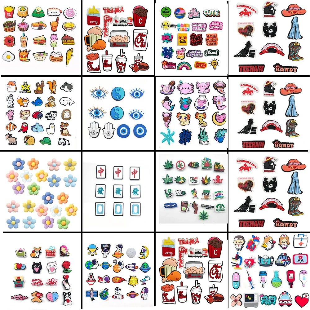 Hot 16 Sets of Kawaii Non-repeat Shoe Accessories PVC Strap DIY  Decorations  Party Gift