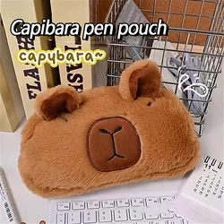 Cute Kawaii Large Capacity Capybara Pen Bag Funny Cartoon Fashion Capybara Plush Pencil Pouch School Supplies Birthday Gifts