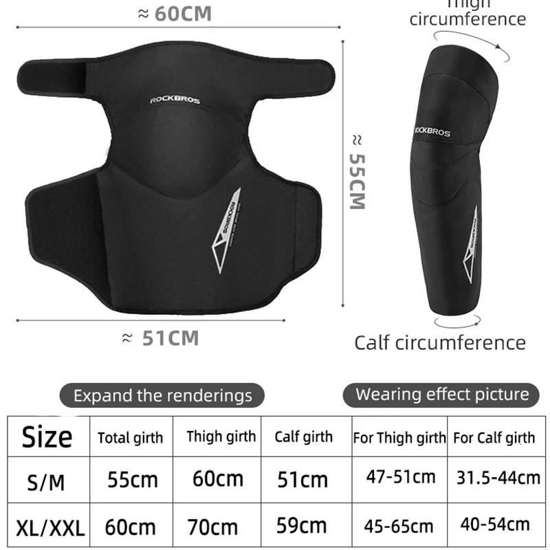 ROCKBROS-rodilleras de invierno para motocicleta, protección para la rodilla, bufanda para mantener el calor, anticaída, equipo de protección para