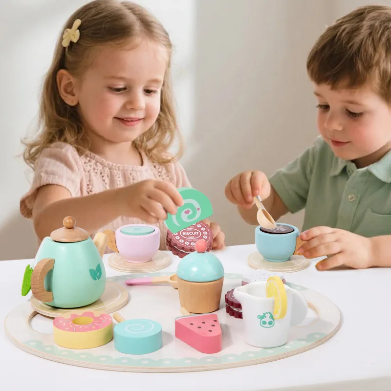 kids'-pretend-tea-party-set-wooden-afternoon-tea-dessert-playset-educational-montessori-toy-for-toddlers-preschoolers