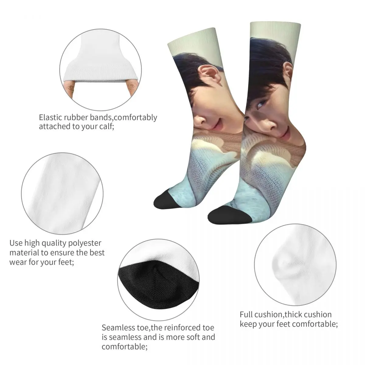 Men Women CHA EUN WOO Kpop ASTRO Socks Warm Casual Socks Harajuku Merchandise Middle Tube Socks Amazing Gift