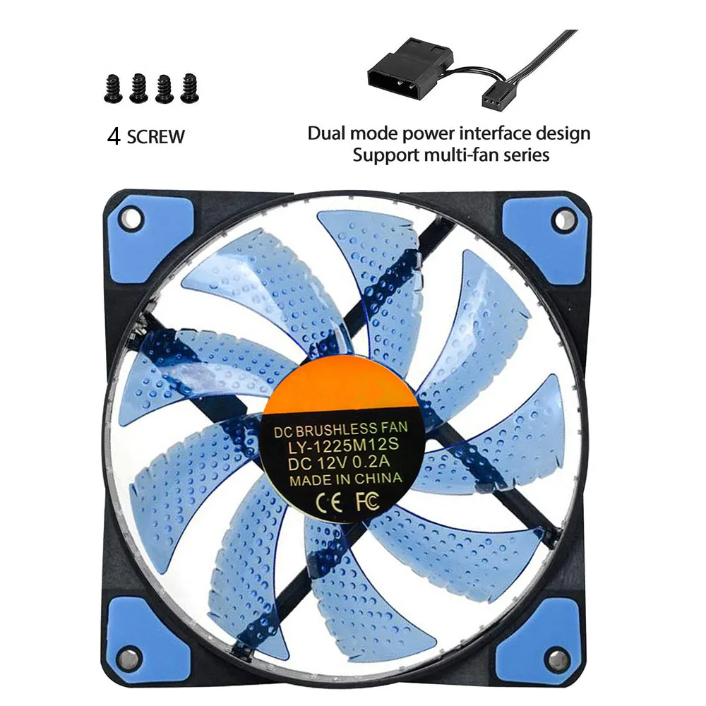 1Pcs PC Computer Case Fan 120mm 33 LED Silent Fan Heatsink Cooling For Computer Cases, CPU Coolers And Radiators Ultra Quiet