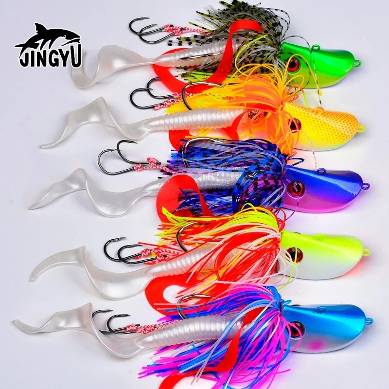 

Large Skirted Jig Lures with Twin Hooks -Realistic Lead Head Fishing Baits | High-Catch Rate for Saltwater Big Lure Boat Angling