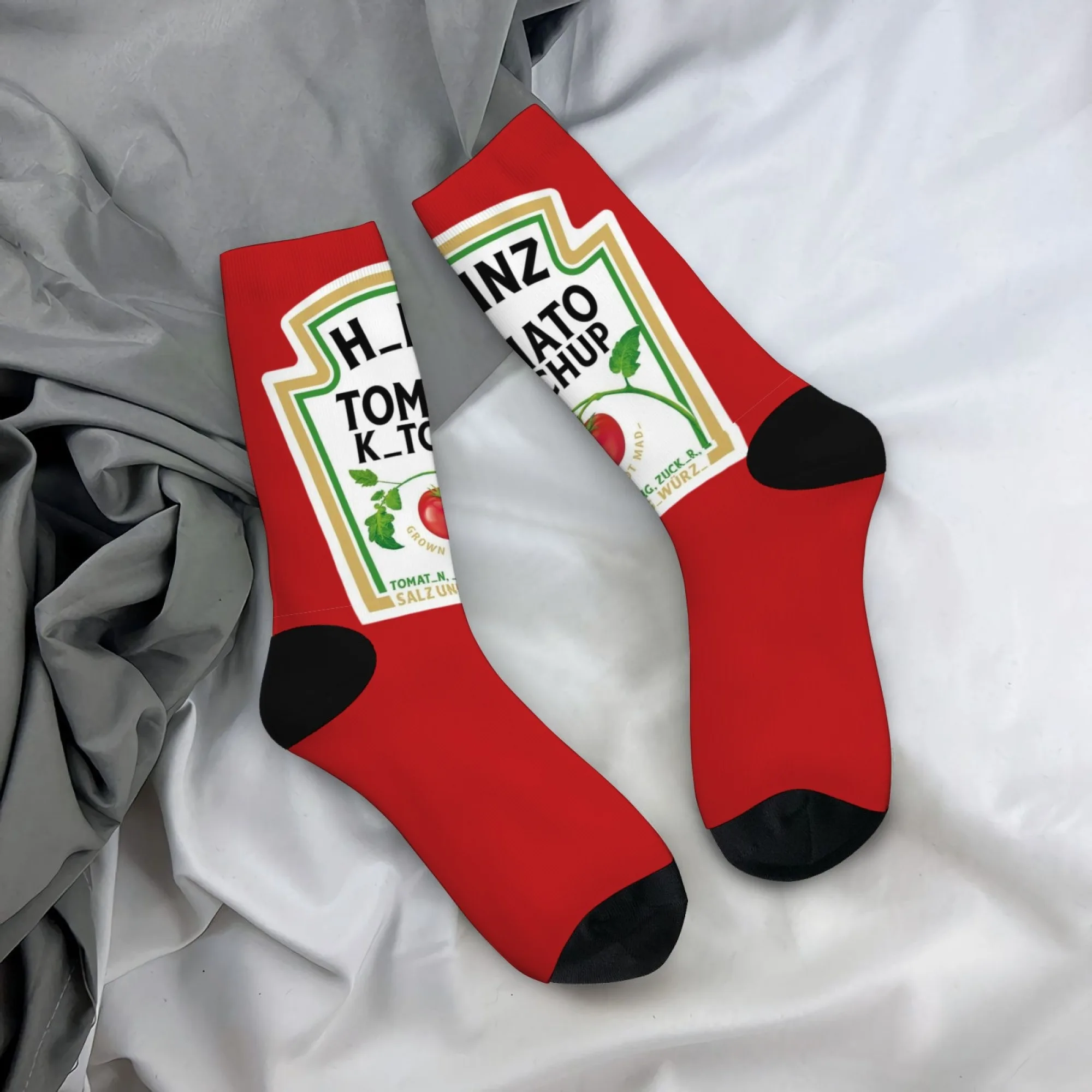 Tomato Pattern Mid-Calf Socks Funny Ketchup Label Print Unisex Socks Printing Process Best Choice for Home Outdoor Sports Gifts view 4