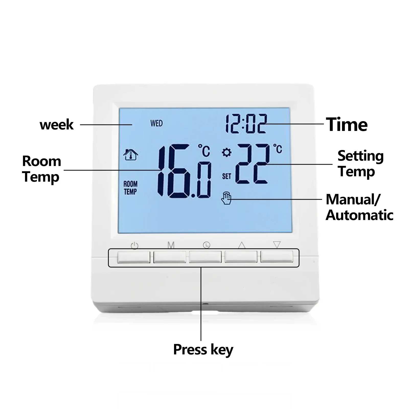 1PC Intelligent Room Thermostat Digital Room Temperature Controller LCD Room Heating Without Wifi Floor Heating Controller