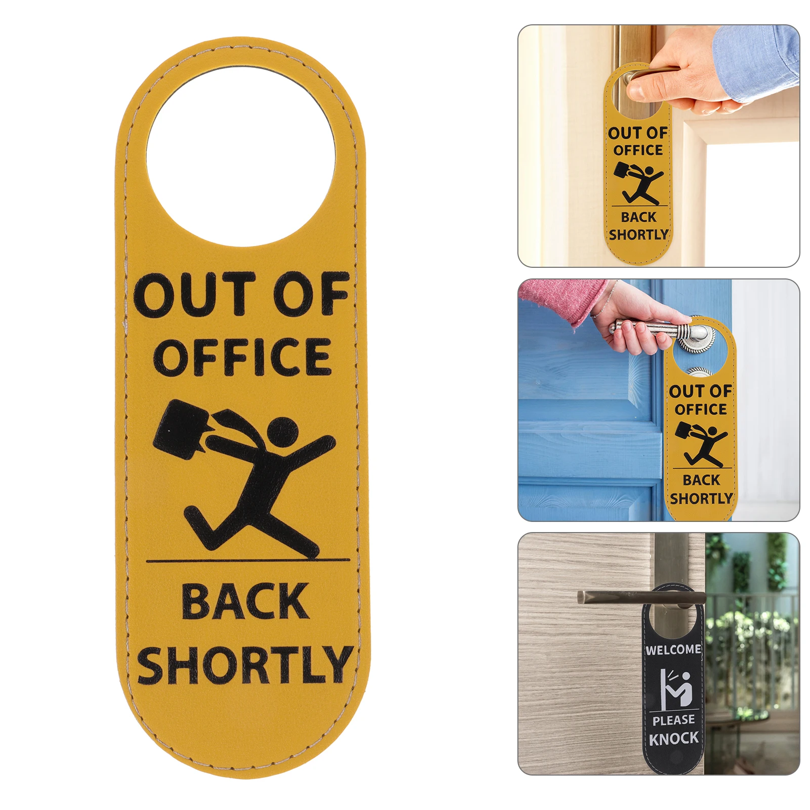 

Humorous Hanger Sign Office Hanging Tag Double Sided Hotel Doorknob Board Pu Material Easy Install Office
