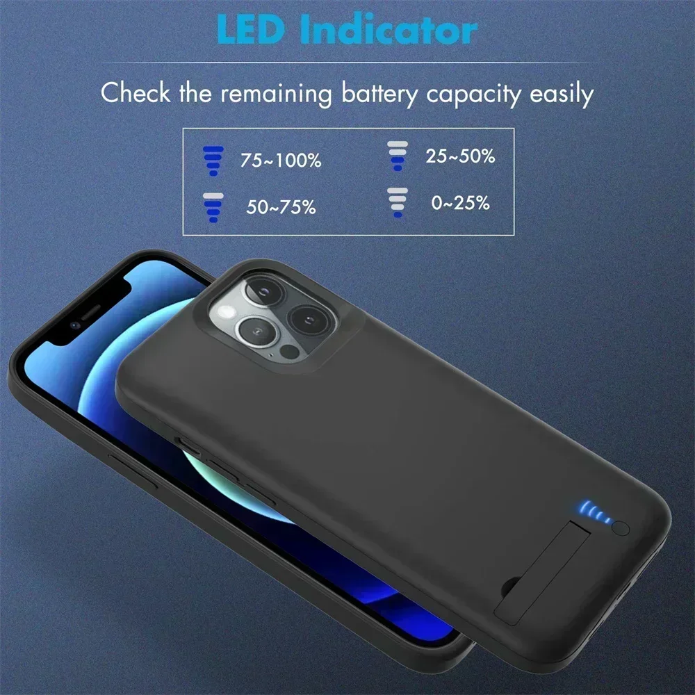 10000mAh External Battery Charger Case for IPhone 7 8 6 6S Plus Charging Case for IPhone X XS XR 11 12 13 14 15 Power Bank Cover