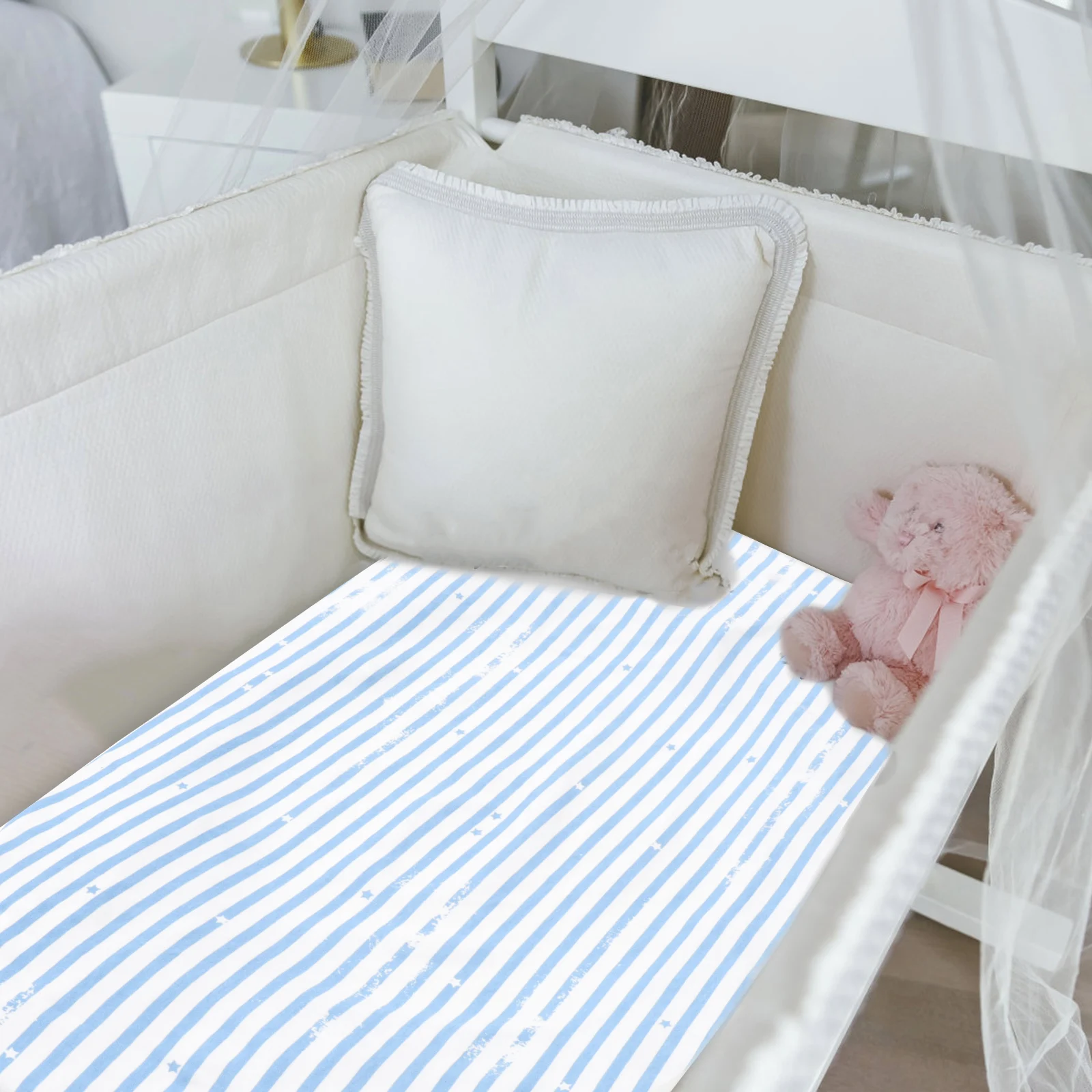 

Crib Sheets Fitted Baby Bed Sheet Mattress Cover Foldable Washable Durable High Elastic Design Suitable For Baby Shower Gifts